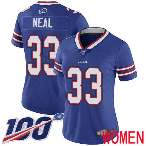 Women Buffalo Bills 33 Siran Neal Royal Blue Team Color Vapor Untouchable Limited Player 100th Season NFL Jersey